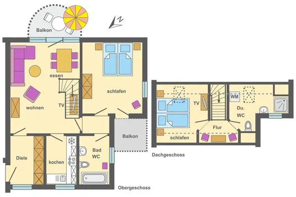 Grundriss Ferienpark Freesenbruch Wohnung 2.6 - Windrose