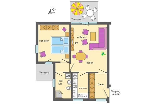 Ferienpark Freesenbruch Wohnung 4.1 - Boddenkiker Ostseeheilbad Zingst - Grundriss