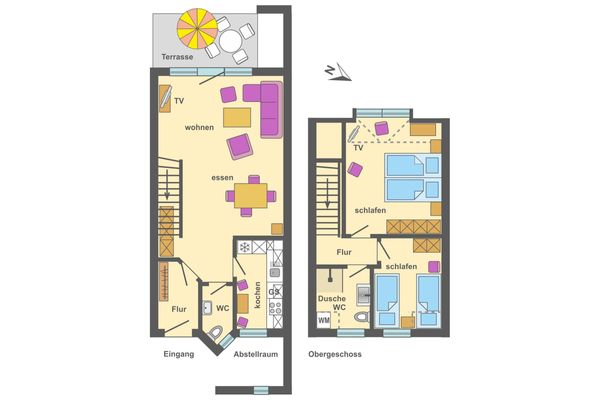Ferienpark Freesenbruch Reihenhaus 5a - Eichhörnchen Ostseeheilbad Zingst - Grundriss