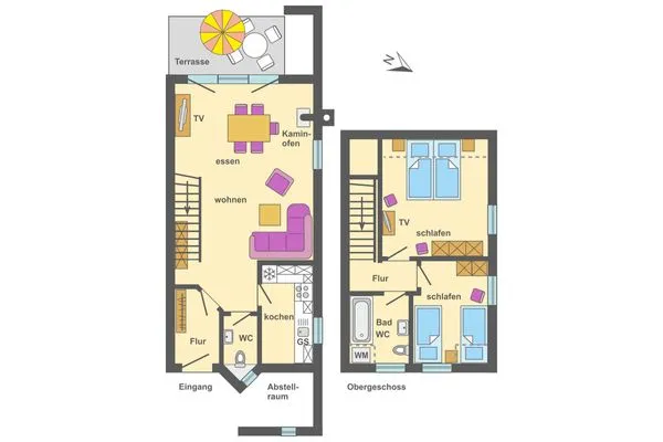 Grundriss Ferienpark Freesenbruch Reihenhaus 6b - Schwalbe