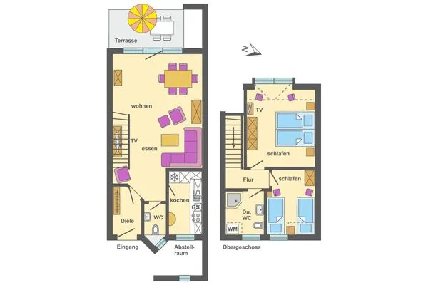 Grundriss Ferienpark Freesenbruch Reihenhaus 7a - Otter