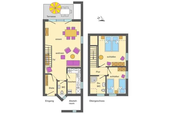 Grundriss Ferienpark Freesenbruch Reihenhaus 7b - Meerzeit