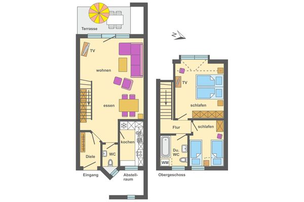 Ferienpark Freesenbruch Reihenhaus 8a - Eisbär Ostseeheilbad Zingst - Grundriss