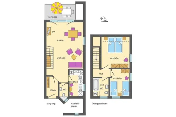 Grundriss Ferienpark Freesenbruch Reihenhaus 8c - Kleiner Krake
