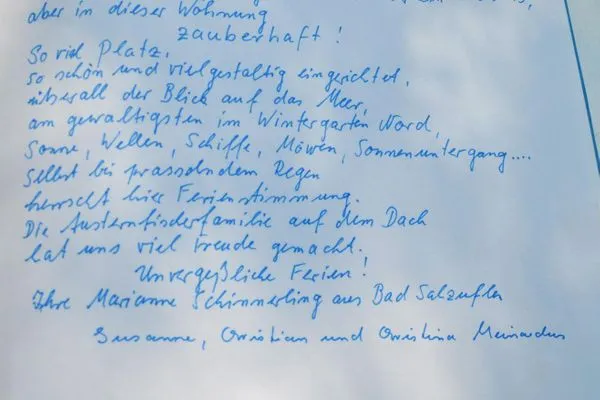 Auszug aus dem Gästebuch Haus Dünenblick Ferienwohnung 23