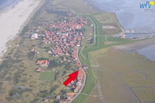 Vogelperspektive Haus Nordland Ferienwohnung Wattblick 1