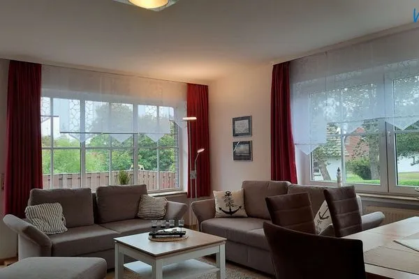 Wohnzimmer Haus Dünenrose Ferienwohnung Seestern
