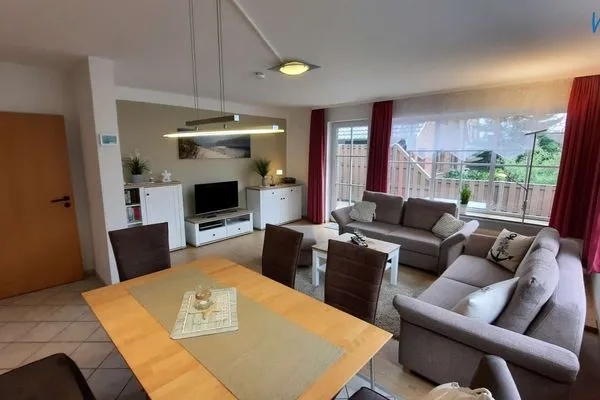 Wohnzimmer Haus Dünenrose Ferienwohnung Seestern