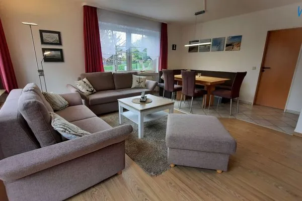 Wohnzimmer Haus Dünenrose Ferienwohnung Seestern