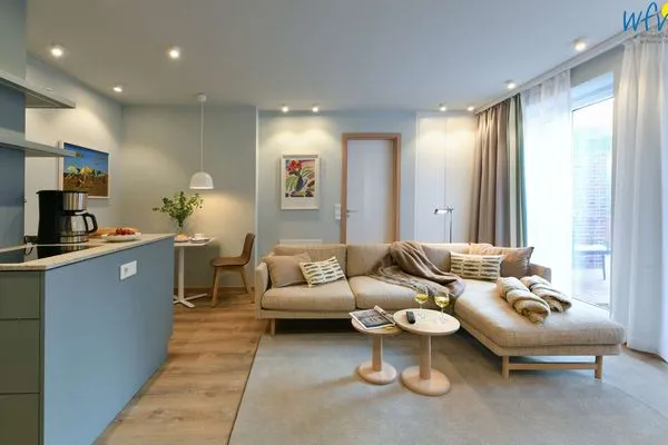 Wohnzimmer Töwerhus Ferienwohnung Möwe