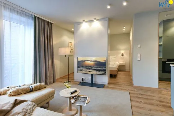 Wohnzimmer Töwerhus Ferienwohnung Möwe