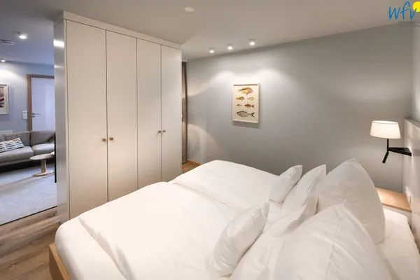 Schlafzimmer Töwerhus Ferienwohnung Möwe