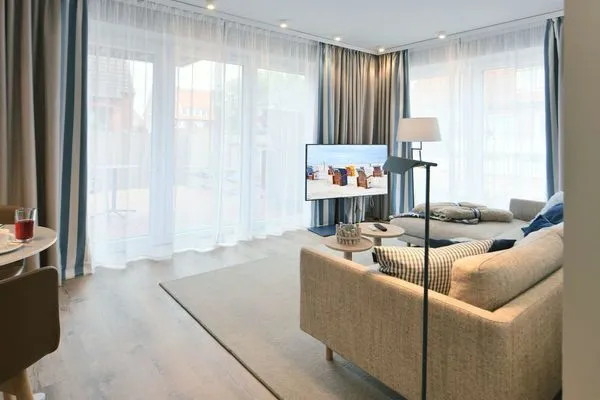 Wohnzimmer Töwerhus Ferienwohnung Robbe