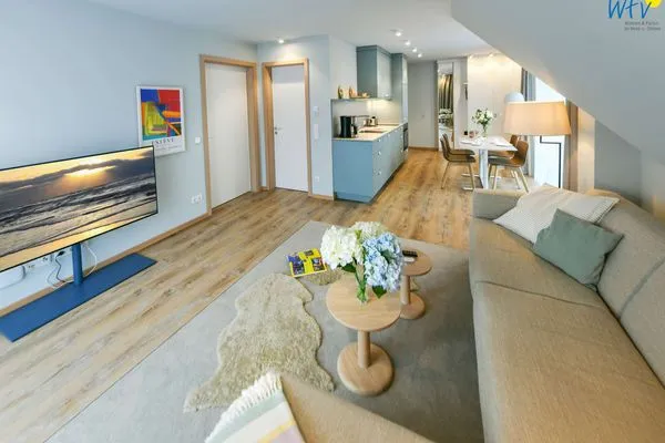 Wohnzimmer Töwerhus Ferienwohnung Muschel