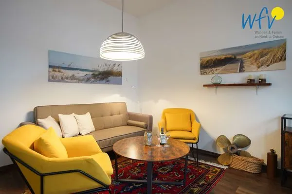 Wohnzimmer Kirchstr. 11 Borkum Ferienwohnung Bollstove