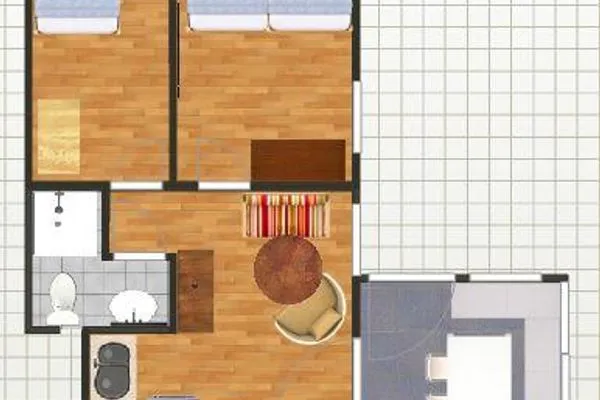 Grundriss der Ferienwohnun Brombelbei in Süddorf auf Amrum Hüs Sanskiin Ferienwohnung *Brombelbei*