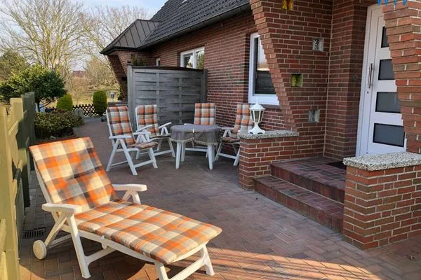 Terrasse Haus Seemöwe Ferienwohnung Nordstrand