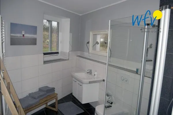 Badezimmer Haus Kiek in't Watt Ferienwohnung Deichrausch