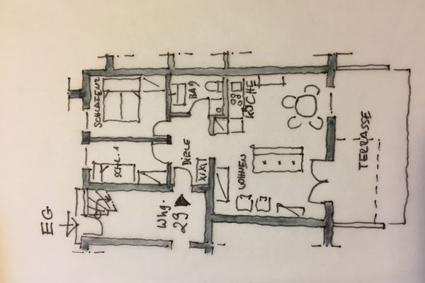  App. Auerhahn im "Schmugglerhus" Wieck - Grundriss