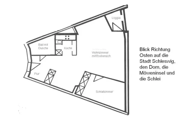 Grundriss  Ferienwohnung Schleiloge mit Panoramablick auf die Schlei