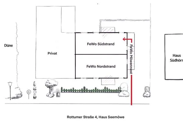 Grundriss Haus Seemöwe Ferienwohnung Möwennest
