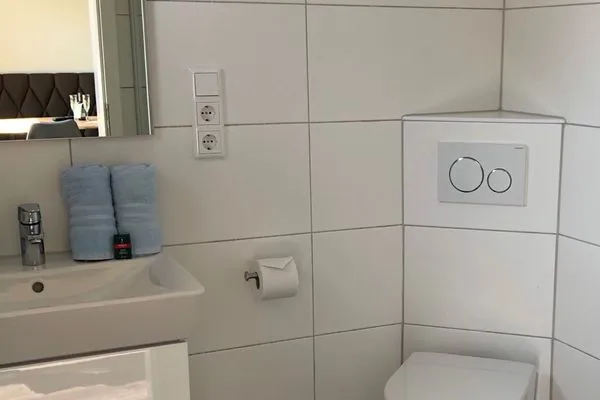 Badezimmer Haus Seemöwe Ferienwohnung Südstrand