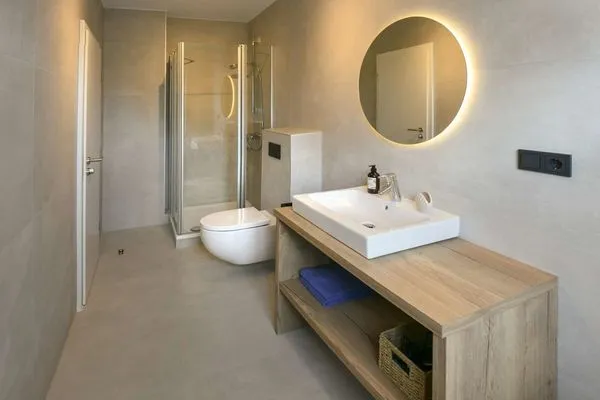 Badezimmer Haus am Dorfbrunnen Ferienwohnung Muschel