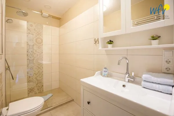 Badezimmer Haus Richthofenstraße 20 e Ferienwohnung Dünenwind