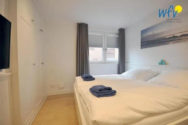 Schlafzimmer Achterhus Ferienwohnung Inseltraum