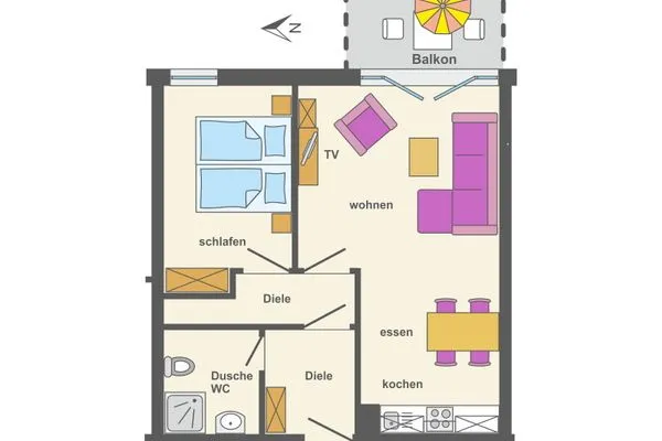 Grundriss Residenz am Strand Wohnung 2-28