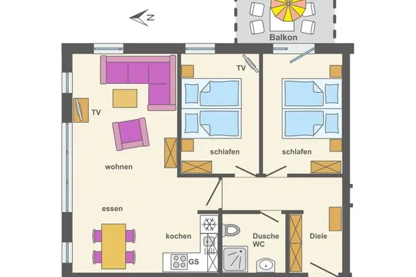 Grundriss Residenz am Strand Wohnung 2-29