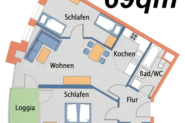 Haus Nordseebrandung FeWo A3.3 Sahlenburg - Grundriss