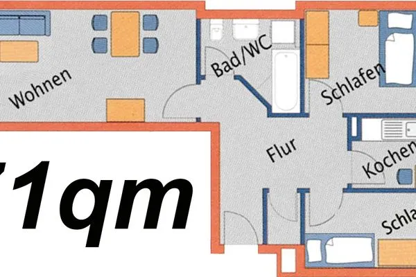 Haus Nordseebrandung FeWo D1.1 Sahlenburg - Grundriss
