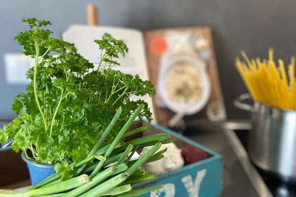 Dünenhaus Ferienwohnung - De Düün Een Wangerooge - Frische Kräuter vom Inselmarkt. Sie können sich den Einkauf auch liefern lassen.