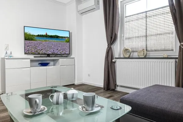 Wohnzimmer Ferienanlage Pfeiffer Haus Strandrose