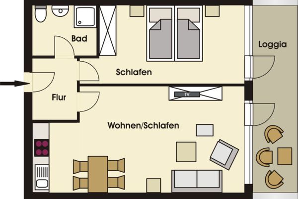 "Haus Meeresstrand" Ferienwohnung 205 Scharbeutz - Grundriss