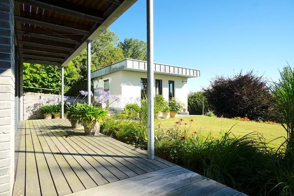 Terrasse  Helle Ferienwohnung 'Eichkamp' für zwei Personen in ruhiger Wohnlage in Eckernförde