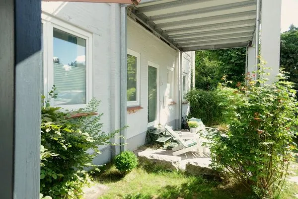 Terrasse  Ferienwohnung für 4 Personen am Borbyer Ufer mit zwei Sonnenterrassen