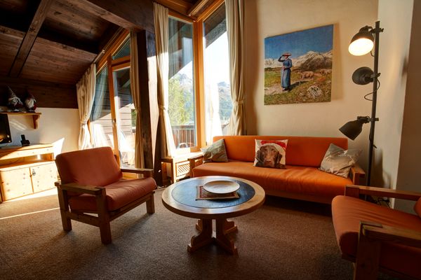 Chesa Munteratsch 1 1/2-Zimmerwohnung 609 Typ D Silvaplana - Living room