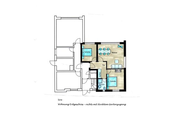 Haus Nordseebude Ure EG rechts Nordseebude Ording - Grundriss