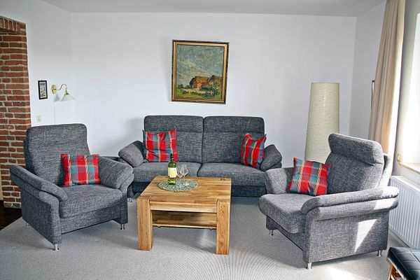  Weißes Dünenhaus mit Meerblick Dorf - Wohnzimmer