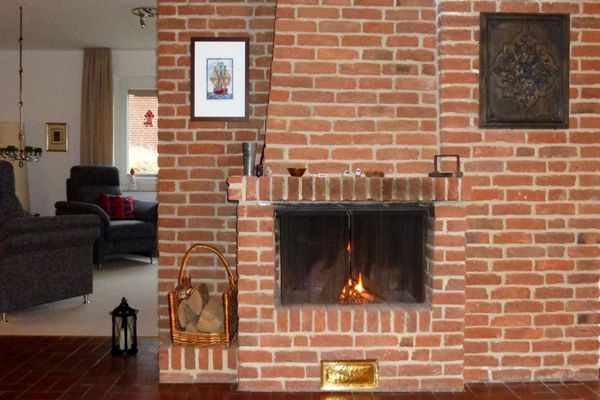  Weißes Dünenhaus mit Meerblick Dorf - Kamin-/Ofen