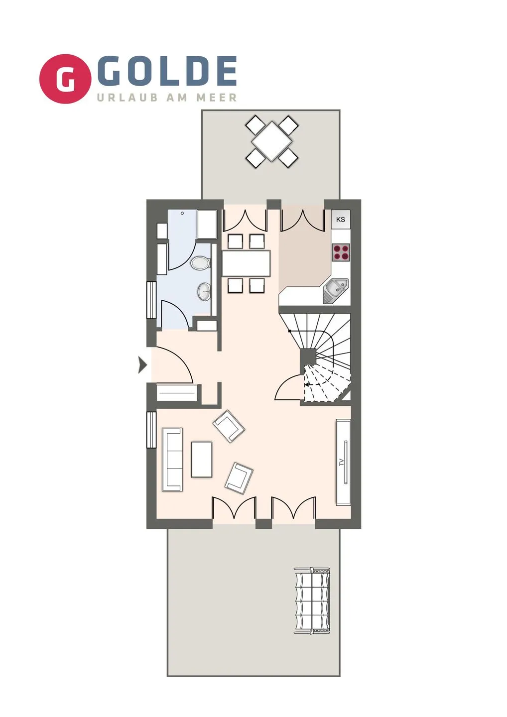 Reetdachhaus Lütt Strandhüs Reetdachhaus Lütt Strandhüs SPO Boehl - Grundriss