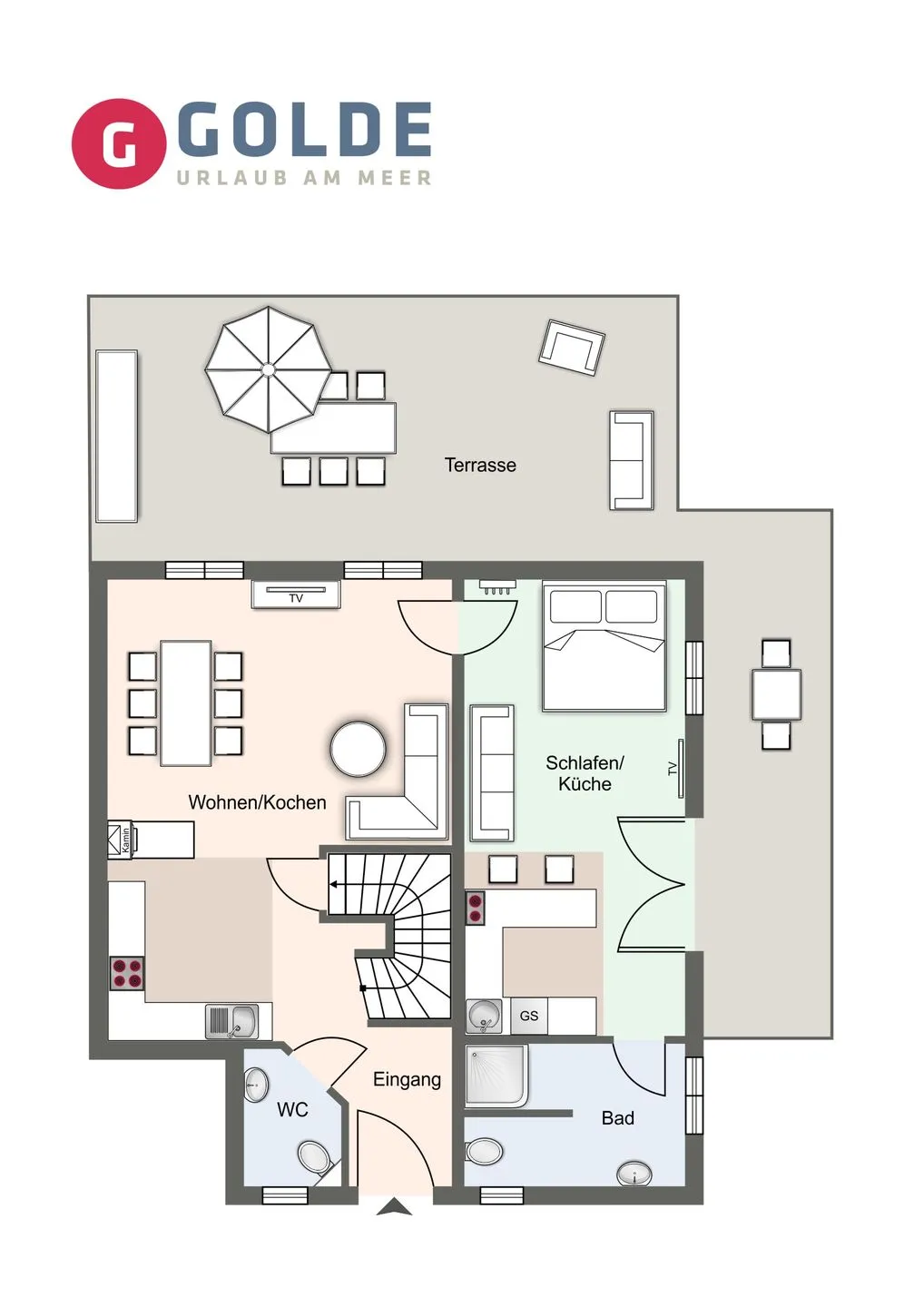 Summer Diek Reetdachhaus Summerdiek 11 SPO Ording - Grundriss