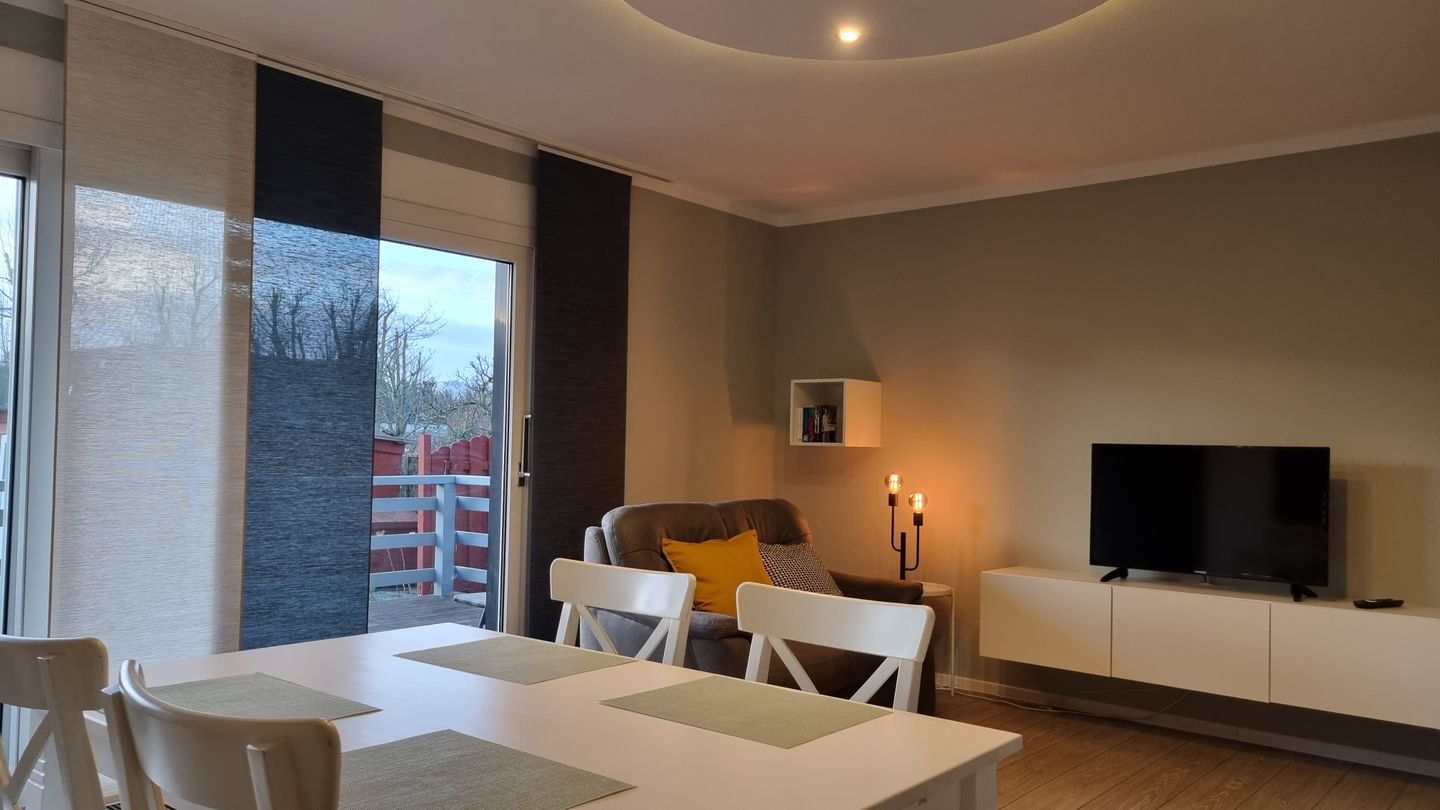 Haus Spökenkieker Loppersum Kiebitzdelle Dünen - Wohnzimmer im Überblick