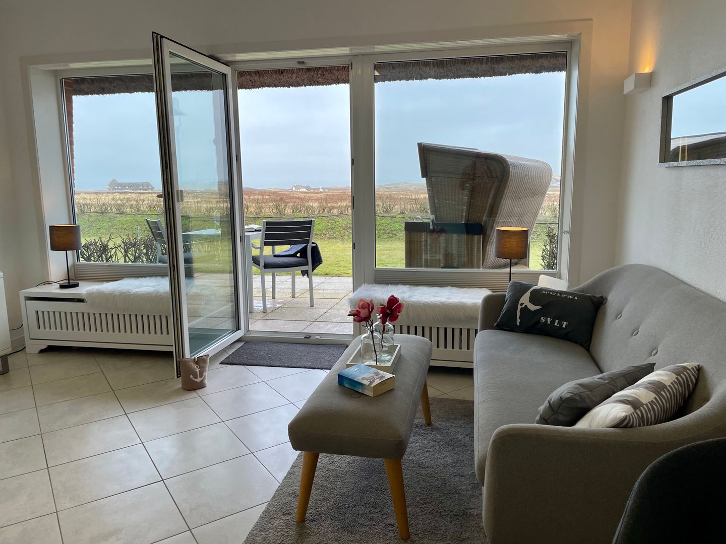 Haus Kampbarg Suite 2-Meer-Blick Kampen - Wohnzimmer