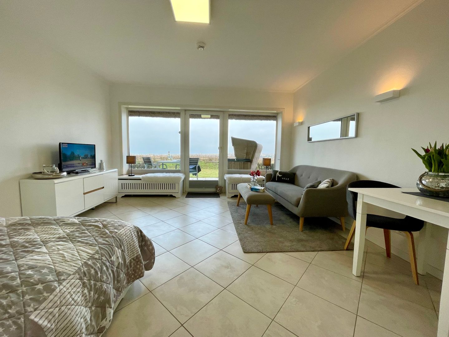 Haus Kampbarg Suite 2-Meer-Blick Kampen - Wohnzimmer