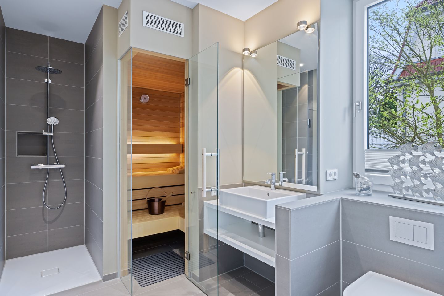 Villa Godewindpark Travemünde Villa Godewindpark Travemünde 01 Travemünde - Badezimmer mit Dusche und Sauna