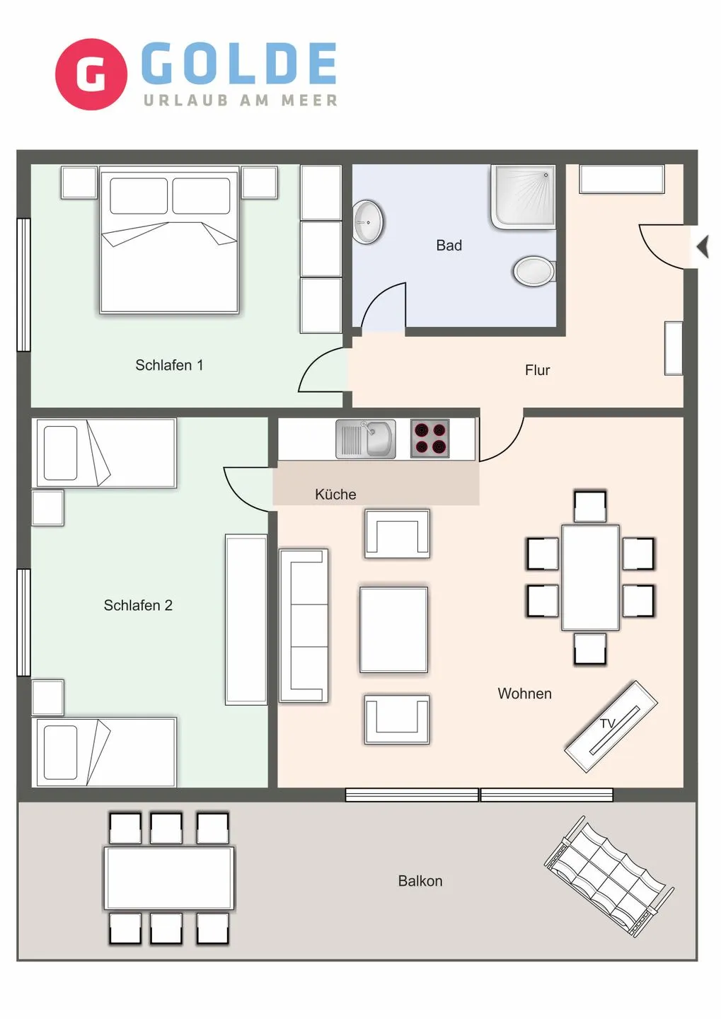 Apartmenthaus Deichbude Apartmenthaus Deichbude Große Brise - 4a SPO Ording - Grundriss