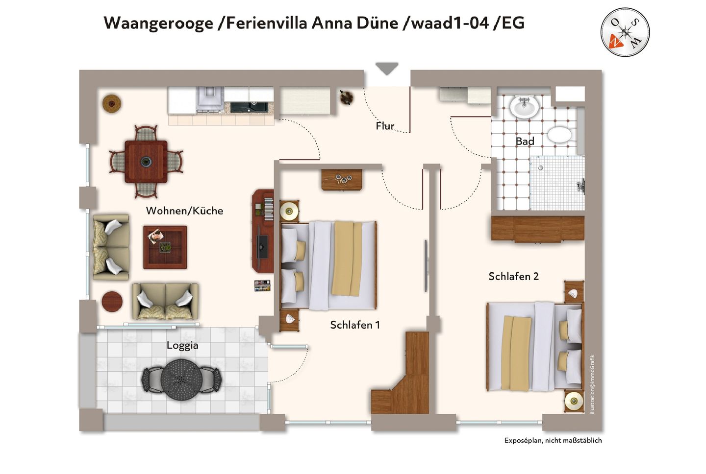 Ferienvillen Anna Düne Ferienvillen Anna Düne 1-04 Wangerooge - Grundriss